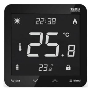 Regulator pokojowy przewodowy ST-297z v 3 TECH dwustanowy podtynkowy czarny zasilanie 230 V